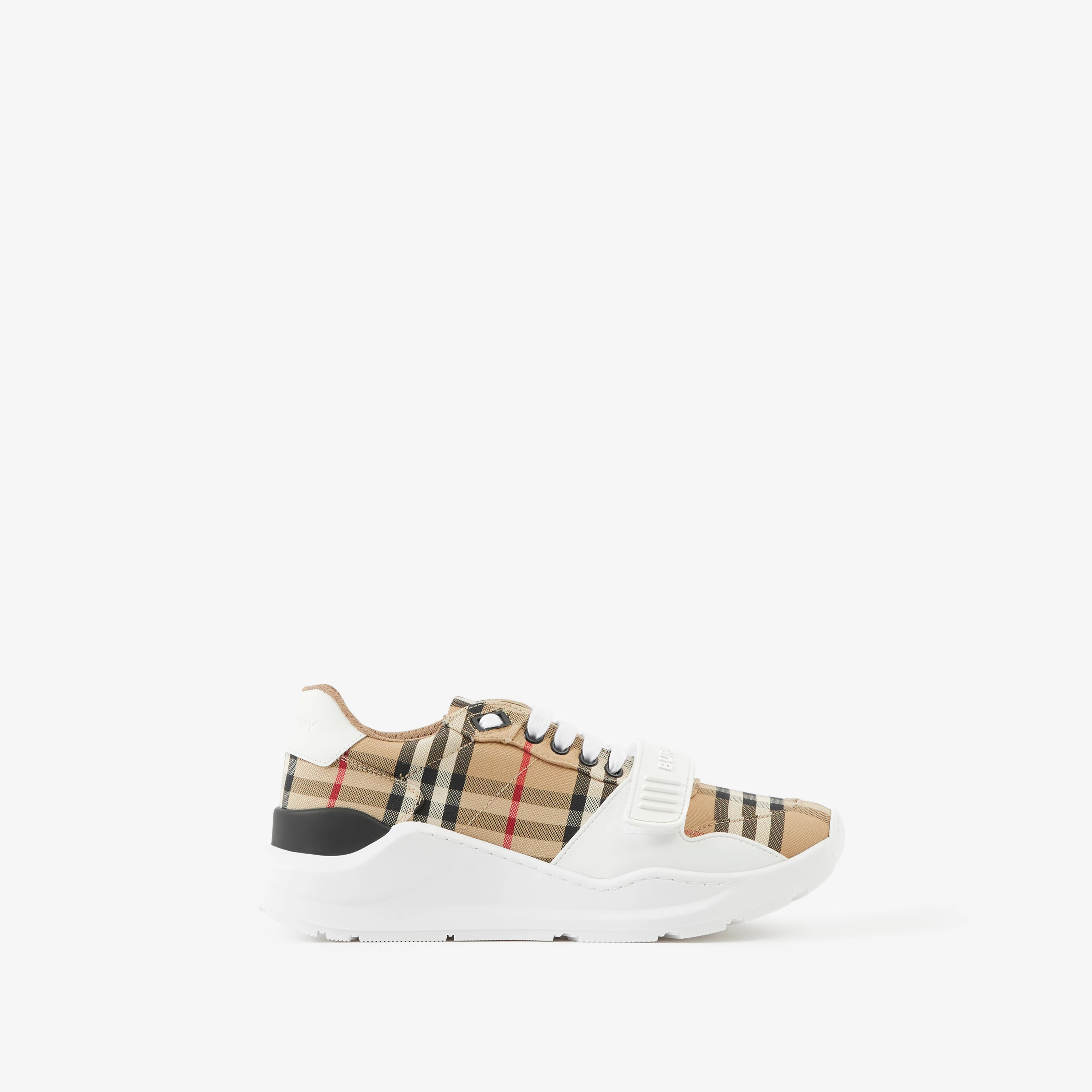 Check and Leather Sneakers in Archive Beige - Women | Burberry® Official | Burberry (UK)