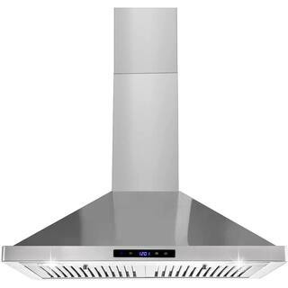 Silver 30 in. Range Hood 700 CFM Smart Ducted Insert with Touch Control and Removable Baffle Filters in Stainless Steel | The Home Depot