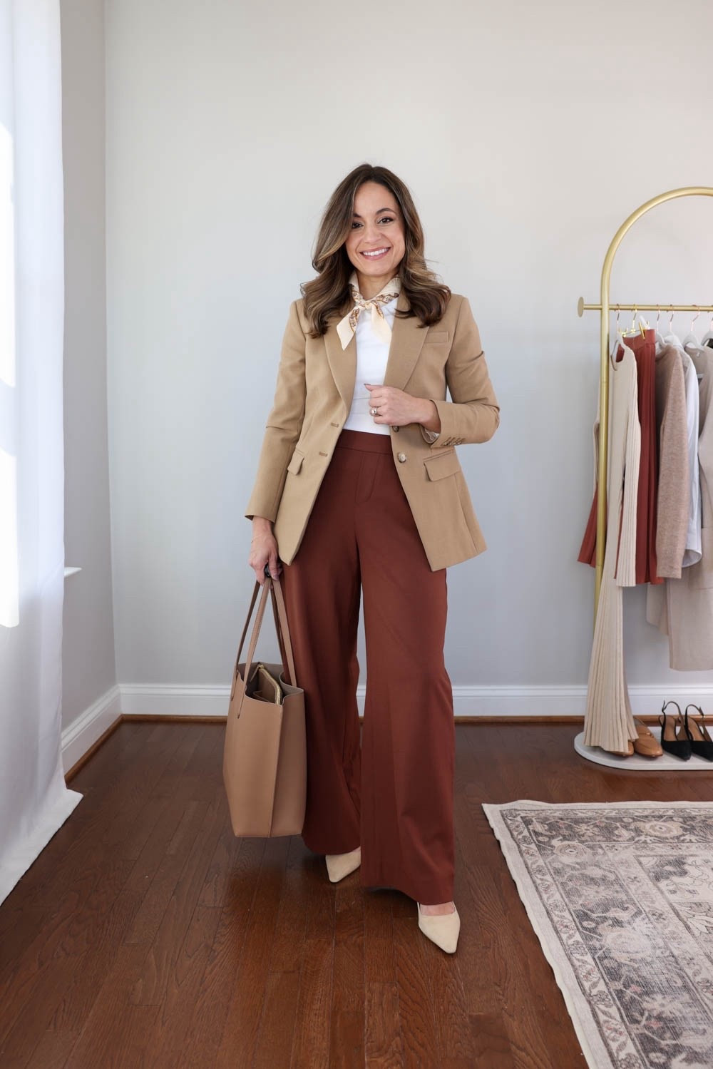 2025 fall workwear capsule series: auburn pants eight ways! 

White long sleeve top (Quince): xs 
Tan blazer (J.Crew): petite 00 in burnished saddle 
Auburn pants (BR Factory): petite 00 / 10” rise / 29” inseam (I can only wear with heels) 

*beige heels links are a slightly different color.

My measurements for reference: I’m 4’10” and 105lbs. My bust, waist, and hip measurement is 32”, 24”, and 36”.

#LTKPetite #LTKWorkwear