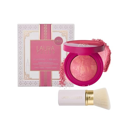LAURA GELLER NEW YORK Holiday 2025 Limited Edition Baked Blush-n-Brighten Marbleized Blush - Skyline Sunset - Pink Color for Cheeks | Amazon (US)