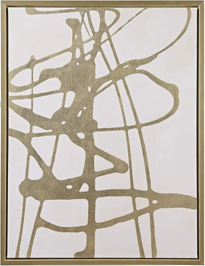 MARTHA STEWART Study in Gold & White Wall Art Living Room Abstract Gold On White Canvas Home Acce... | Amazon (US)