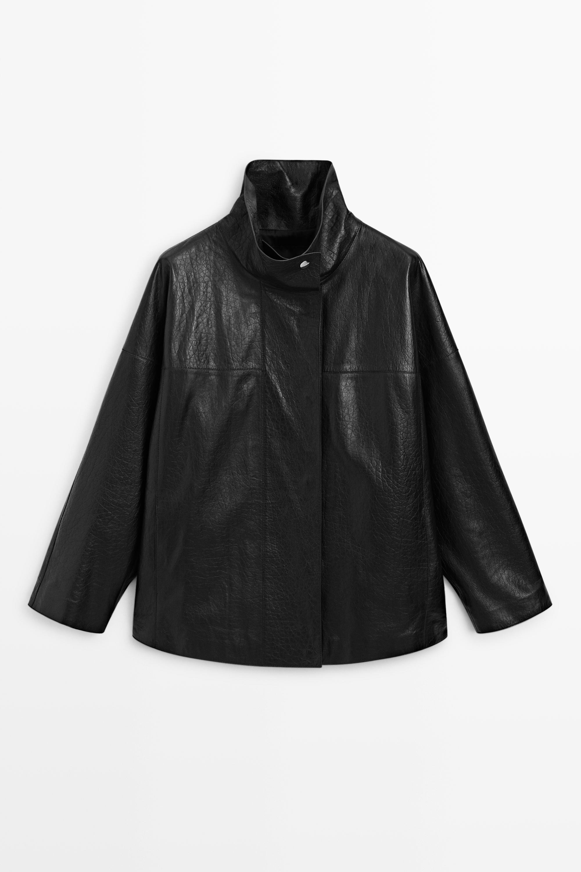 Veste col montant en cuir nappa | Massimo Dutti FR
