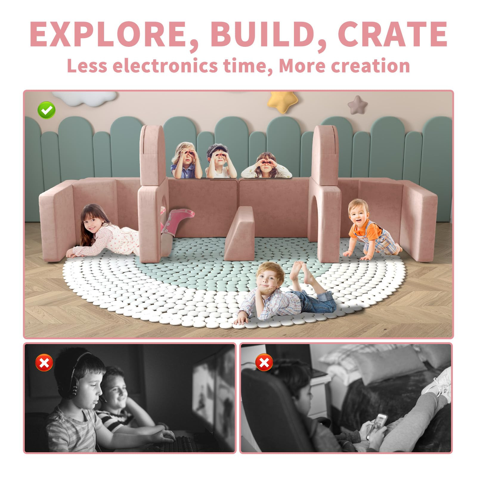 13 Pcs Toddler Sofa for Kids, Linor Modular Kids Couch for Playroom, Kids Play Couch for toddlers... | Walmart (US)