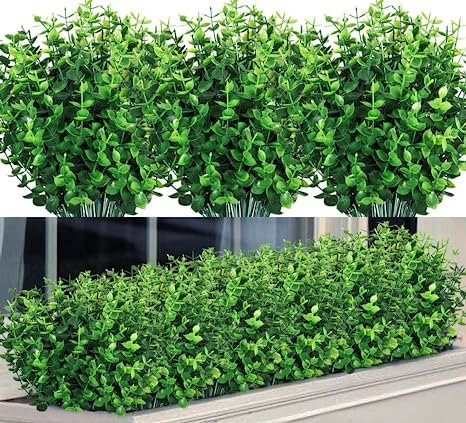 8 Bundles Artificial Greenery Stems Fake Plants Boxwood Shrubs Faux Plastic Plants Bushes for Hom... | Amazon (US)