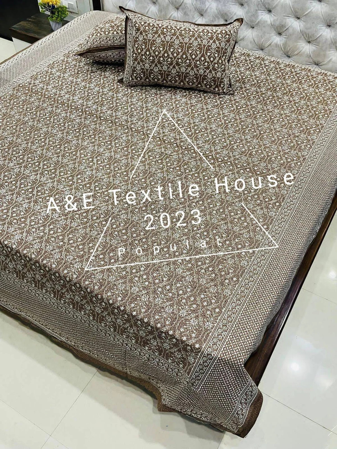 Light Brown Bedding Bedspread Queen size king Size Quilt With Two 18x26 inches Pillows cover Free... | Etsy (US)