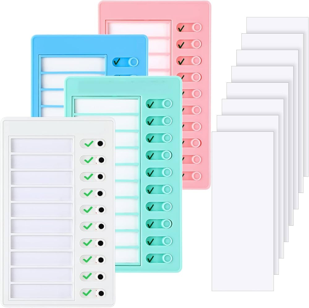 Queekay 4 Pcs Blank Chore Chart Kids Chore Chart, Plastic Checklist Board with 8 Detachable Cards... | Amazon (US)