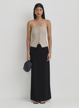 Beige Bandeau Button Corset Top- Lia | 4th & Reckless