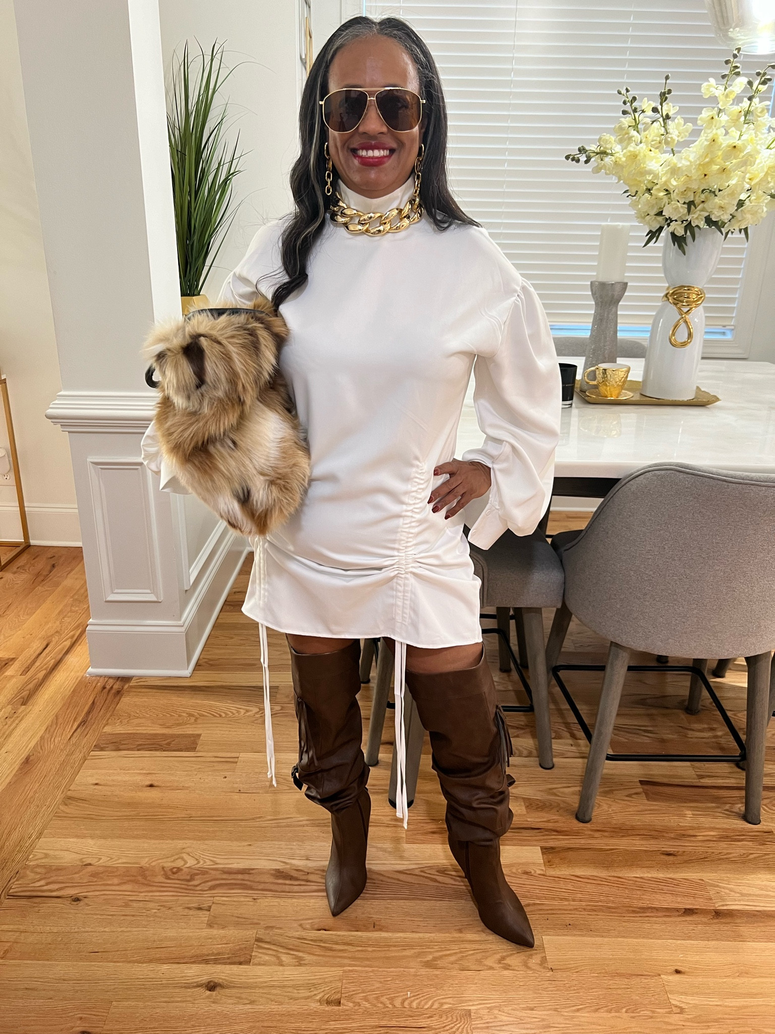 Style Goodness🥰
#ootd #fallfashion #over50style #statementfashion 

Dress fits loose. I’m 5’3 165 pounds for reference.🌸

#LTKFindsUnder50 #LTKItBag #LTKShoeCrush