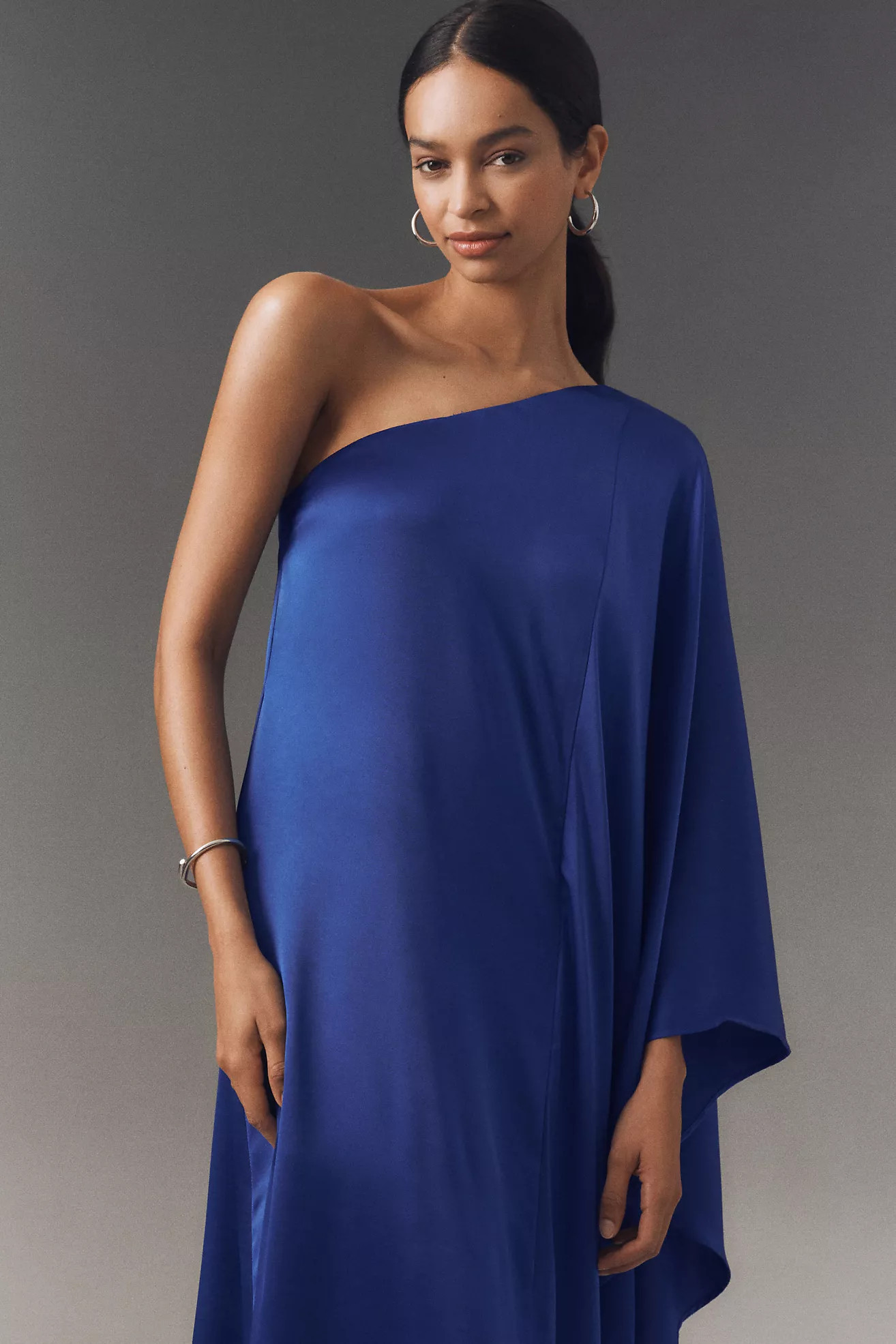 BHLDN Tiana One-Shoulder Satin Kaftan Maxi Dress | Anthropologie (US)