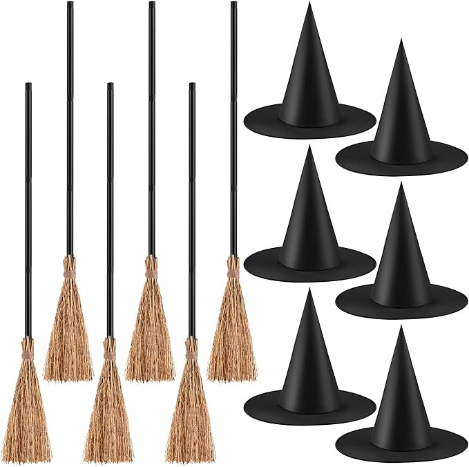 12 Pieces Halloween Costume Accessories Set with 6 Halloween Retractable Witch Broom and 6 Cospla... | Amazon (US)