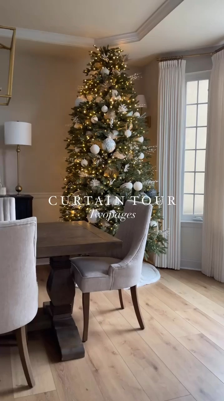 Twopages curtains & all the details here! Use code: cozywithkate to save 15% 

⭐️Kitchen curtains details: 
• COLOR: Ivory White Liz Linen Collection 
• HEADER: Triple pleated 
• LINER: privacy white liner 
• MEMORY SHAPED: Yes 
• SIZE: 120” W x 105” L & 77.5” W x 105” L 

⭐️Office curtain details: 
Product name: Jawara Collection 
Color: ivory beige 
Headed style: triple pleated 
Single panel size: 106” L x 67” W 
Quantity: 4 panels 
Liner: privacy white liner 
Memory shape: YES 

⭐️Dining room curtains: 
Product name : Liz linen collection 
- Color : ivory white 
- Header style : Triple pleated 
- Single panel width and length in inches : 
• 98 inches L x 55 inches W
• 98 inches L x 60 inches W 
- Liner type : privacy white liner  
- Memory Shape: YES

#LTKSaleAlert #LTKHoliday #LTKHome