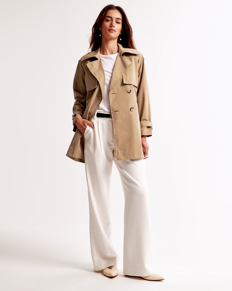 Women's Mid Trench Coat | Women's Coats & Jackets | Abercrombie.com | Abercrombie & Fitch (UK)