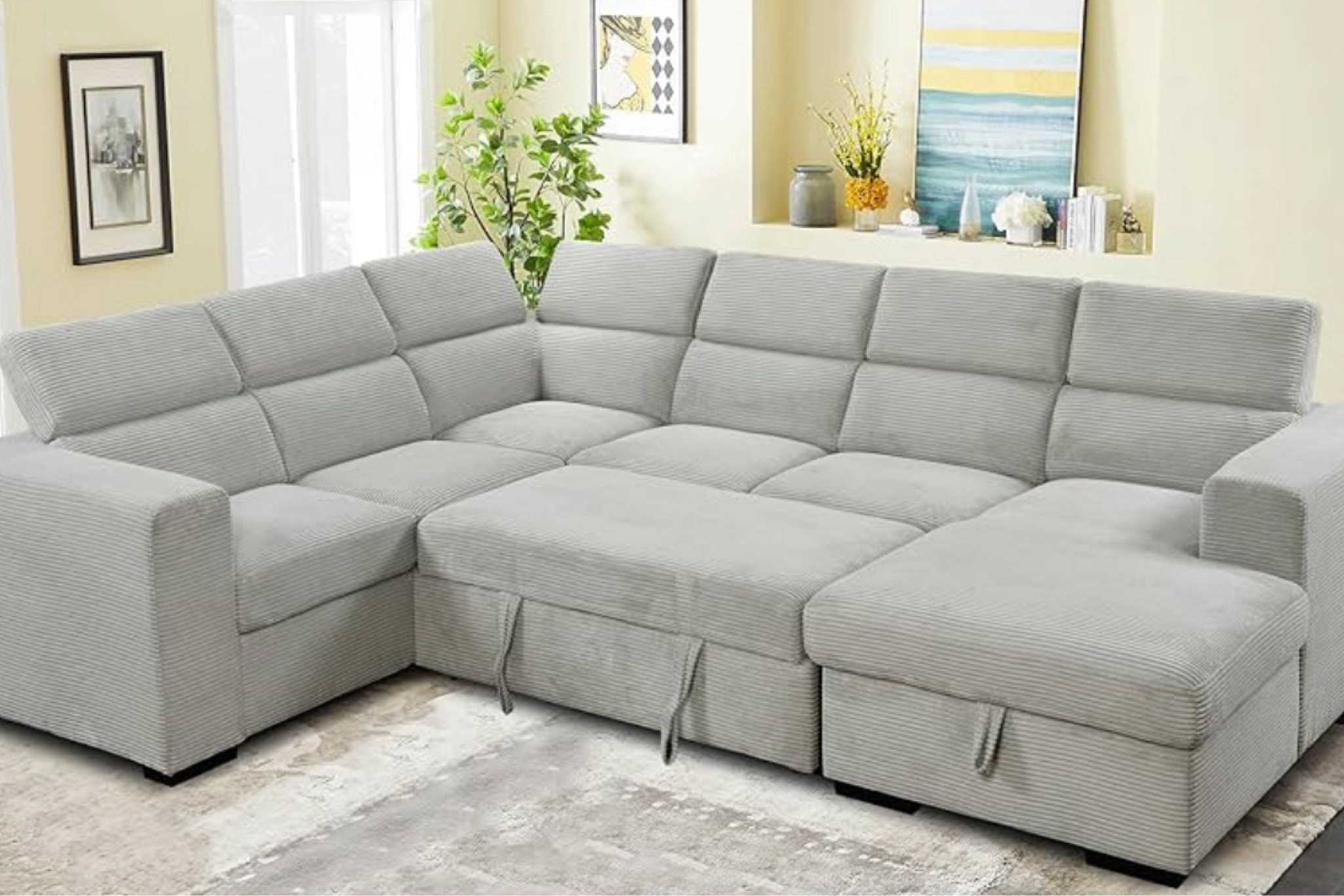 5% off 🎉

123" Sectional Sleeper Sofa with Pull Out Bed, 7-Seats U Shape Oversized Sectional Couch with Storage Chaise and Sock Arm for Living Room - Light Grey Corduroy

#LTKHome #LTKSaleAlert