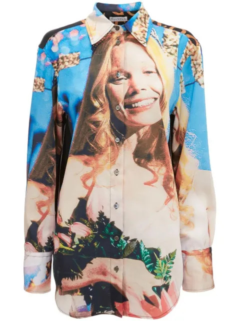 JW Anderson Carrie-print long-sleeved Shirt - Farfetch | Farfetch Global