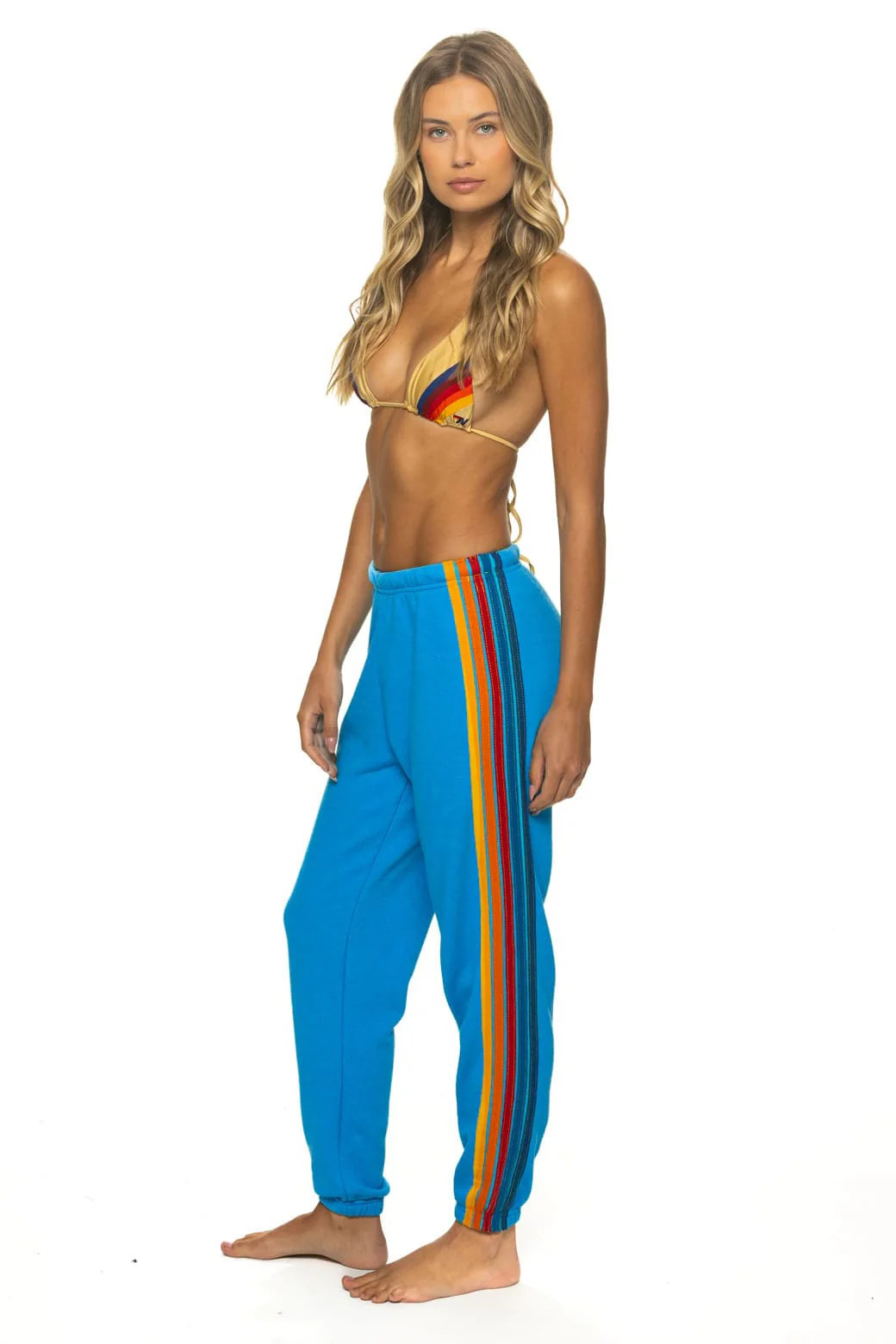 Women's 5 Stripe Sweatpants \u2013 Neon Blue | Aviator Nation | Aviator Nation