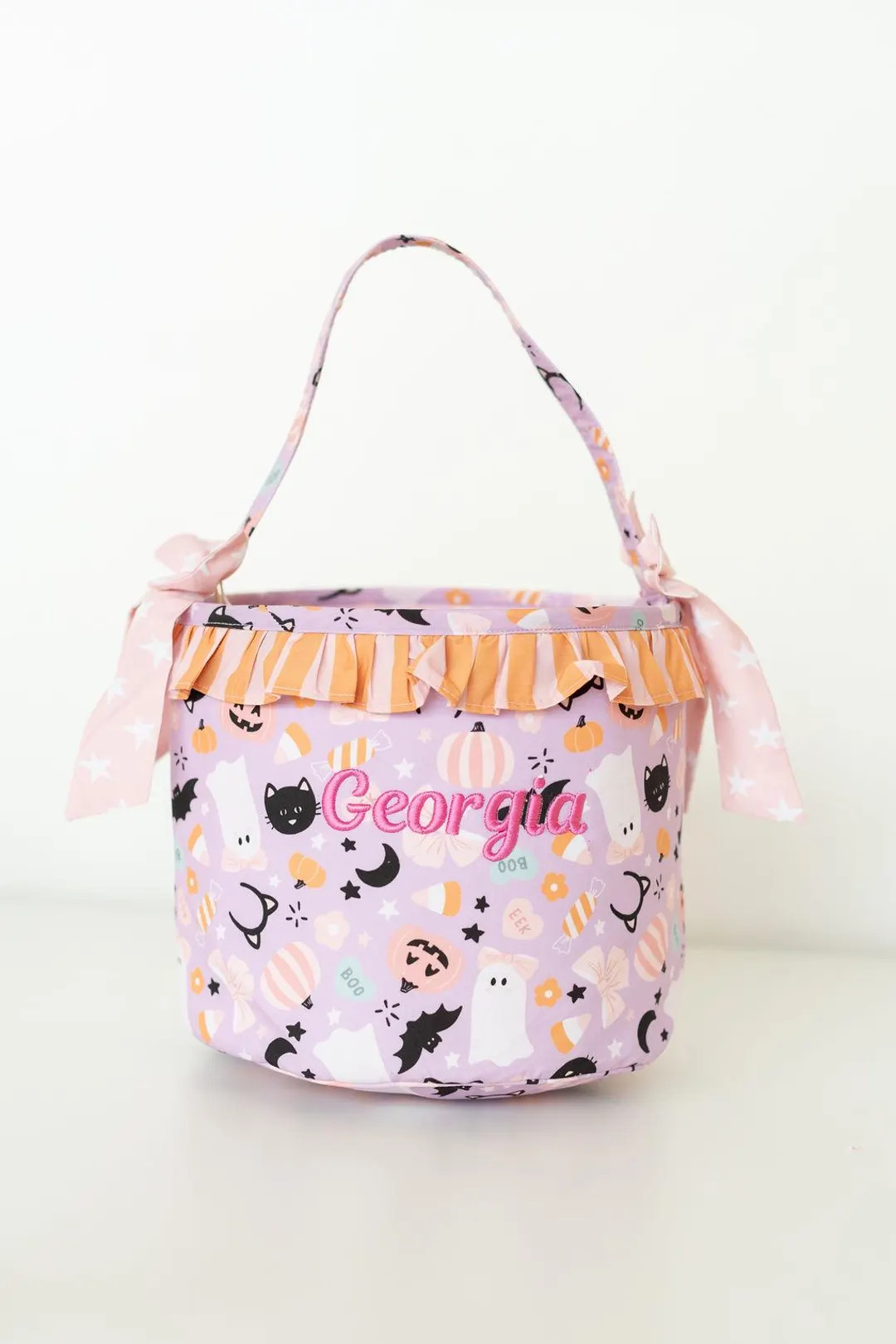 Girls Personalized Trick or Treat Bag, Embroidered Whimsical Halloween Bag for Girls, Boo Bag Wit... | Etsy (US)