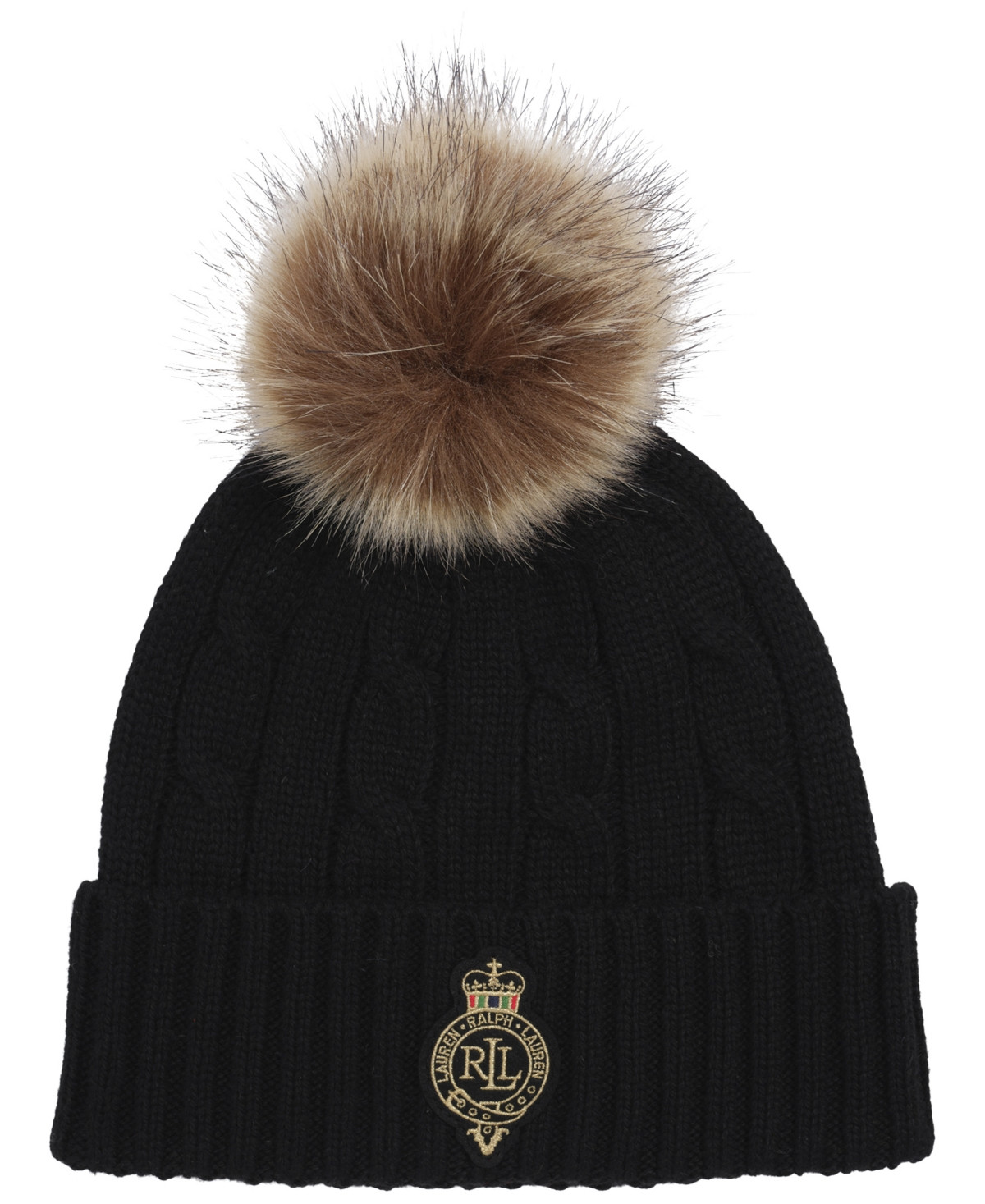 Lauren Ralph Lauren Cable Crest Patch Hat - Black | Macy's