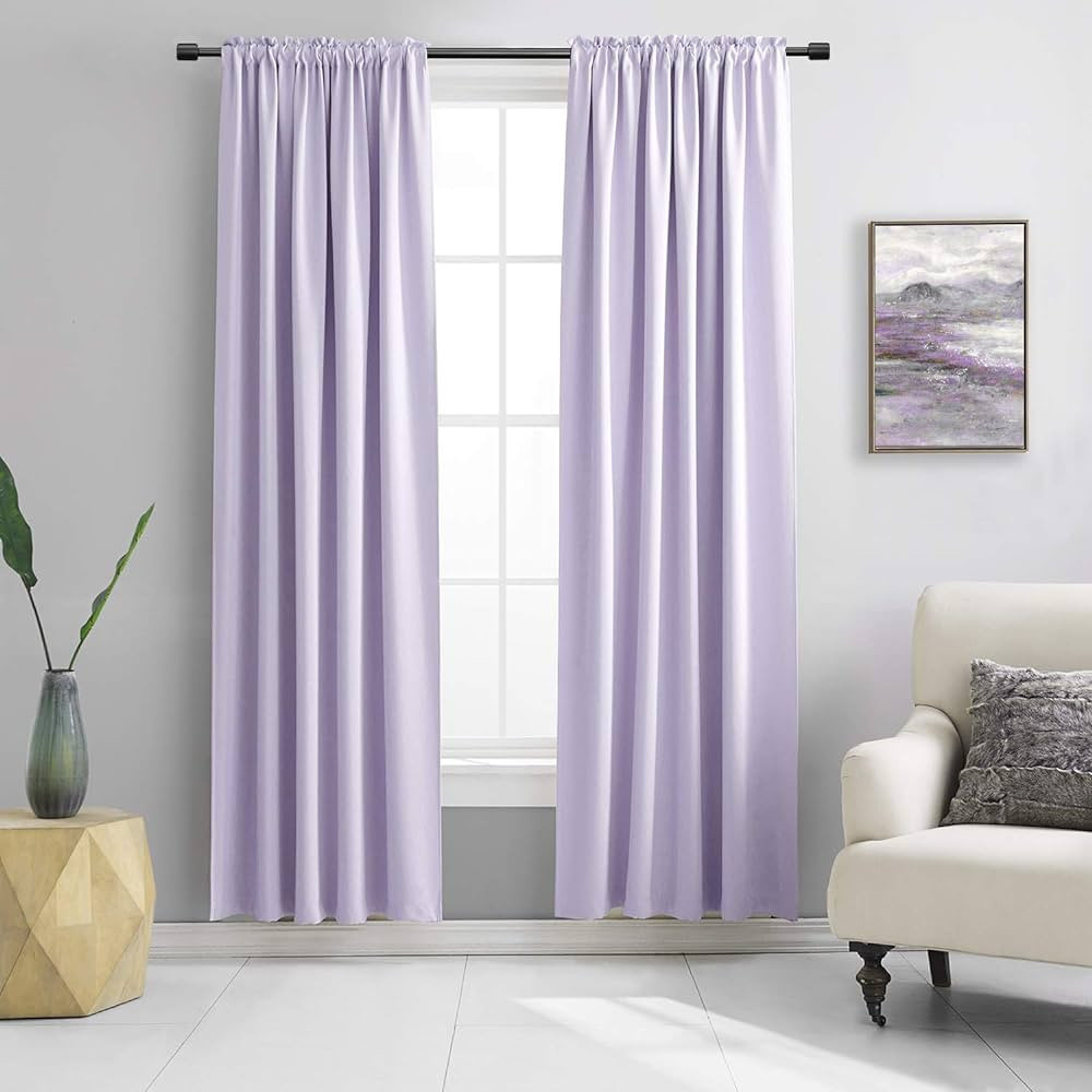 DONREN Room Darkening Window Curtain Panels for Bedroom - Rod Pocket Blackout Solid Curtains for ... | Amazon (US)