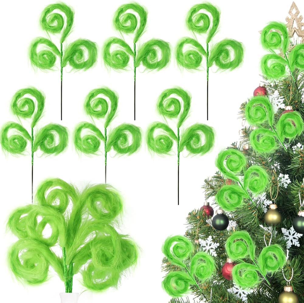 6 Pcs Christmas Tree Topper,17 Inch Christmas Tree Picks,Green Furry Christmas Tree Ornament for ... | Amazon (US)
