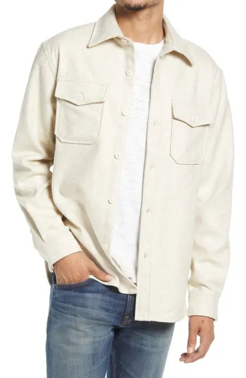 Schott NYC CPO Wool Blend Work Shirt in Oatmeal at Nordstrom, Size Medium | Nordstrom