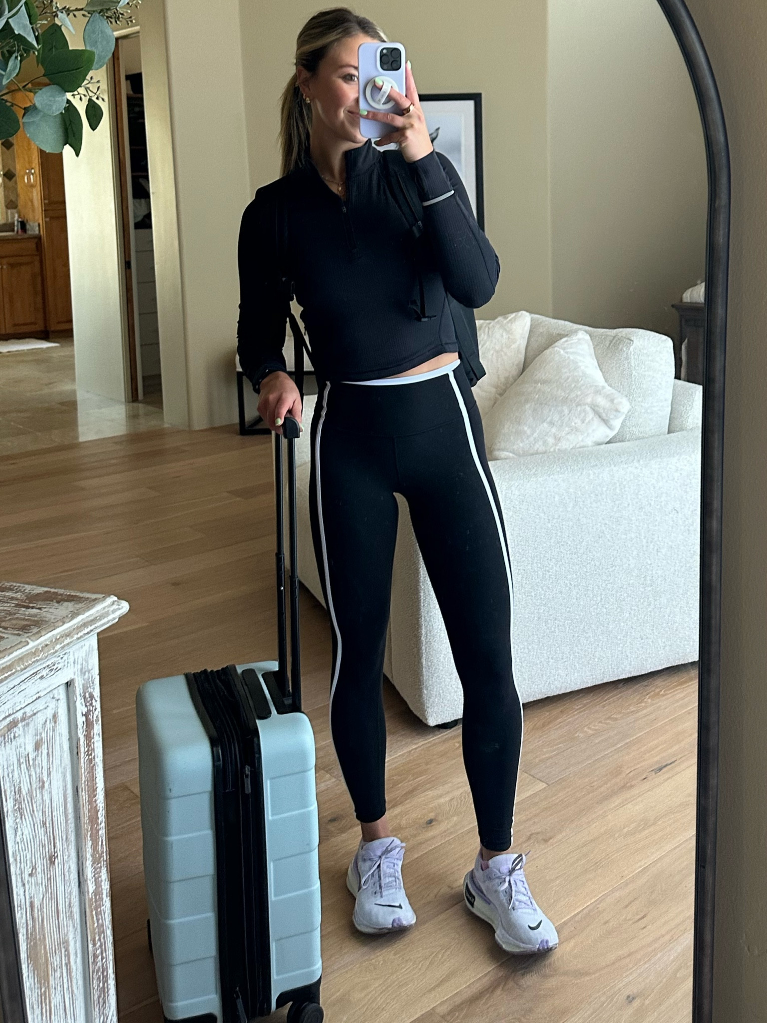 Airport fit! These new Athleta leggings are the best!! Comfy outfits for flights only!! Paired with this Lulu crop top I love! 

#LTKFindsUnder100 #LTKFitness #LTKStyleTip