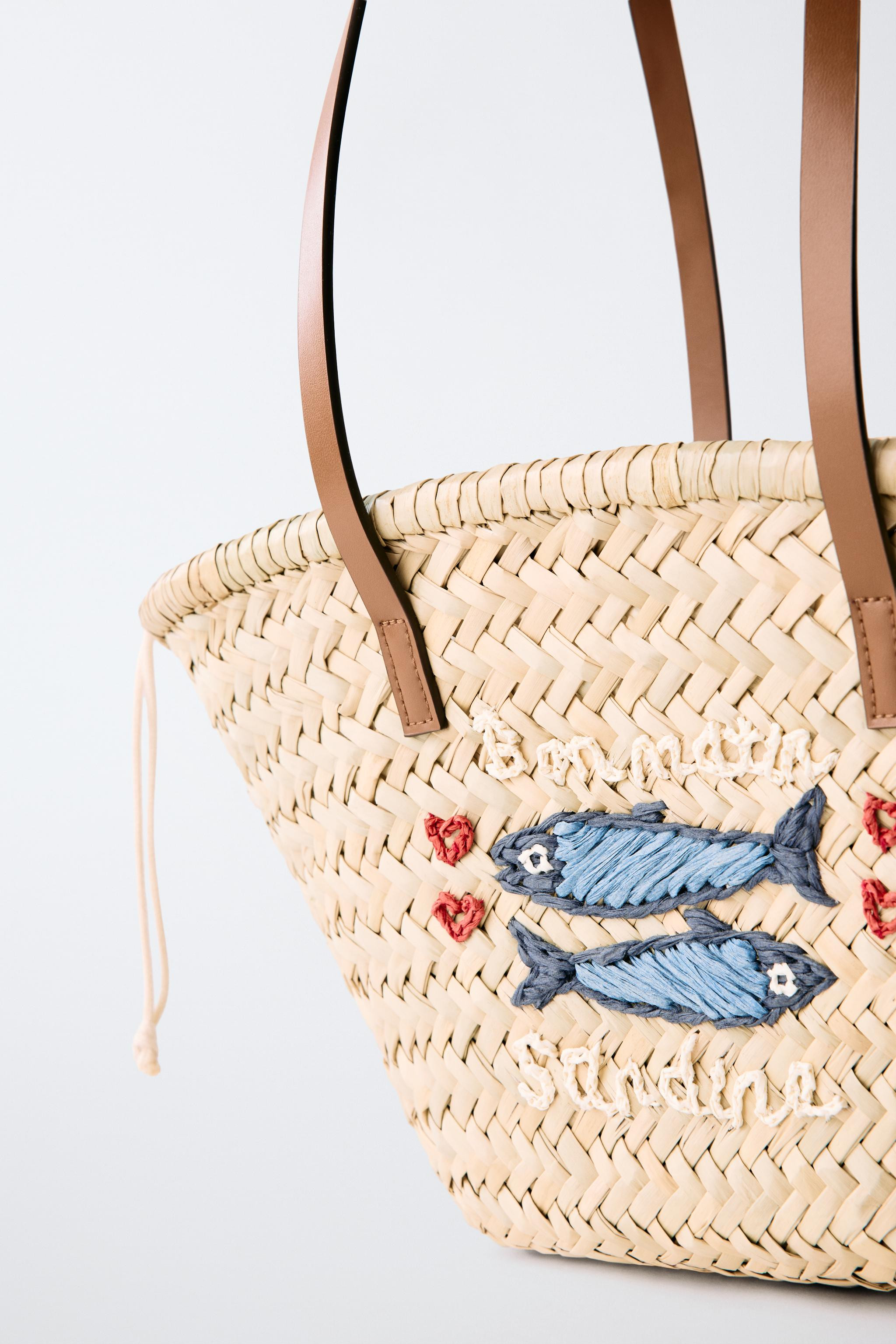 FISH RAFFIA TOTE BAG | Zara US