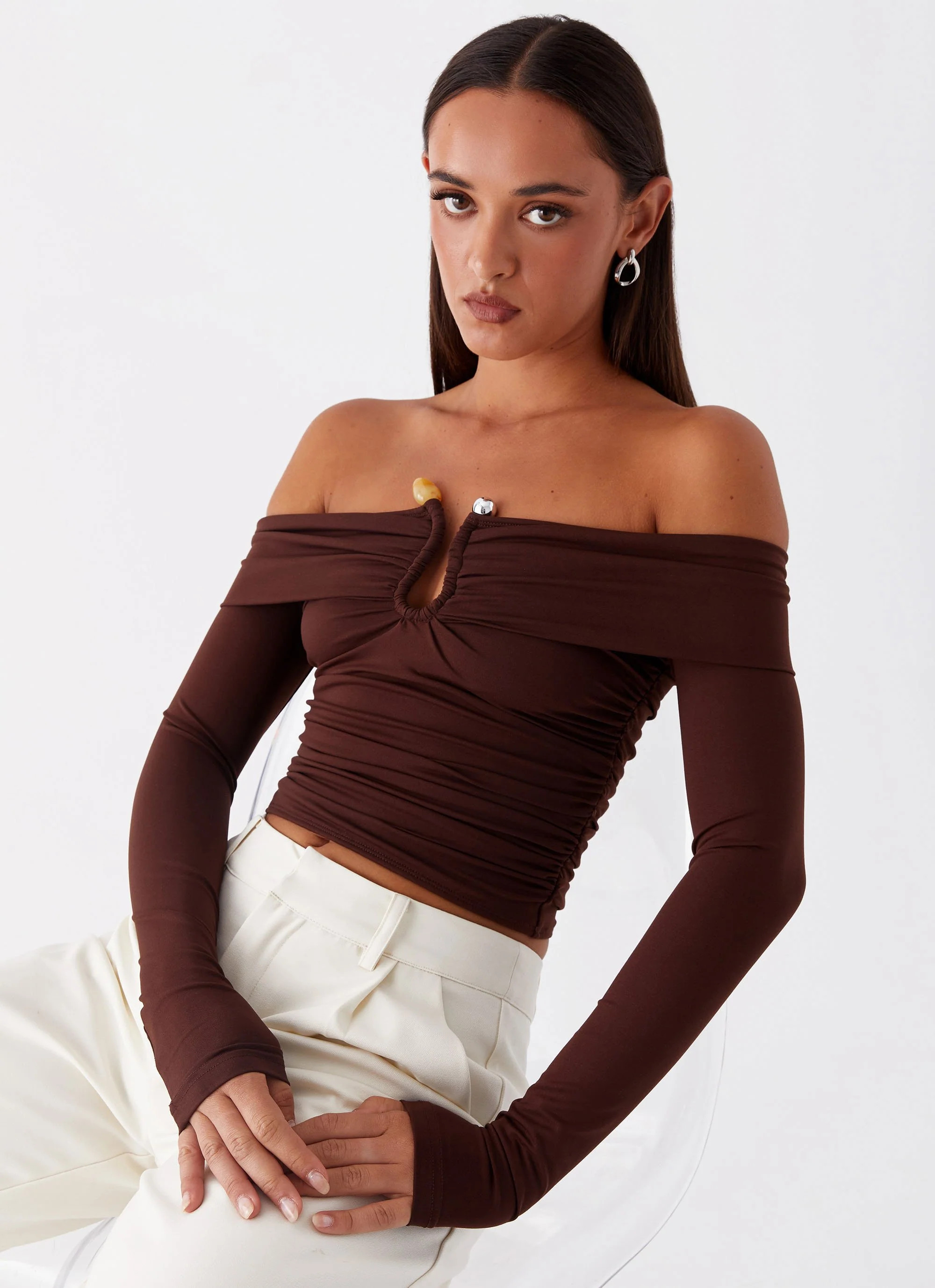 Rudy Long Sleeve Top - Chocolate | Peppermayo (Global)