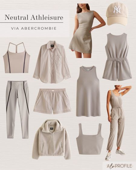 Spring Athleisure // Abercrombie, activewear, spring activewear, spring activewear outfits, athleisure, Abercrombie activewear, neutral activewear, activewear romper, spring workout clothes, cute activewear outfits, spring fashion, spring style