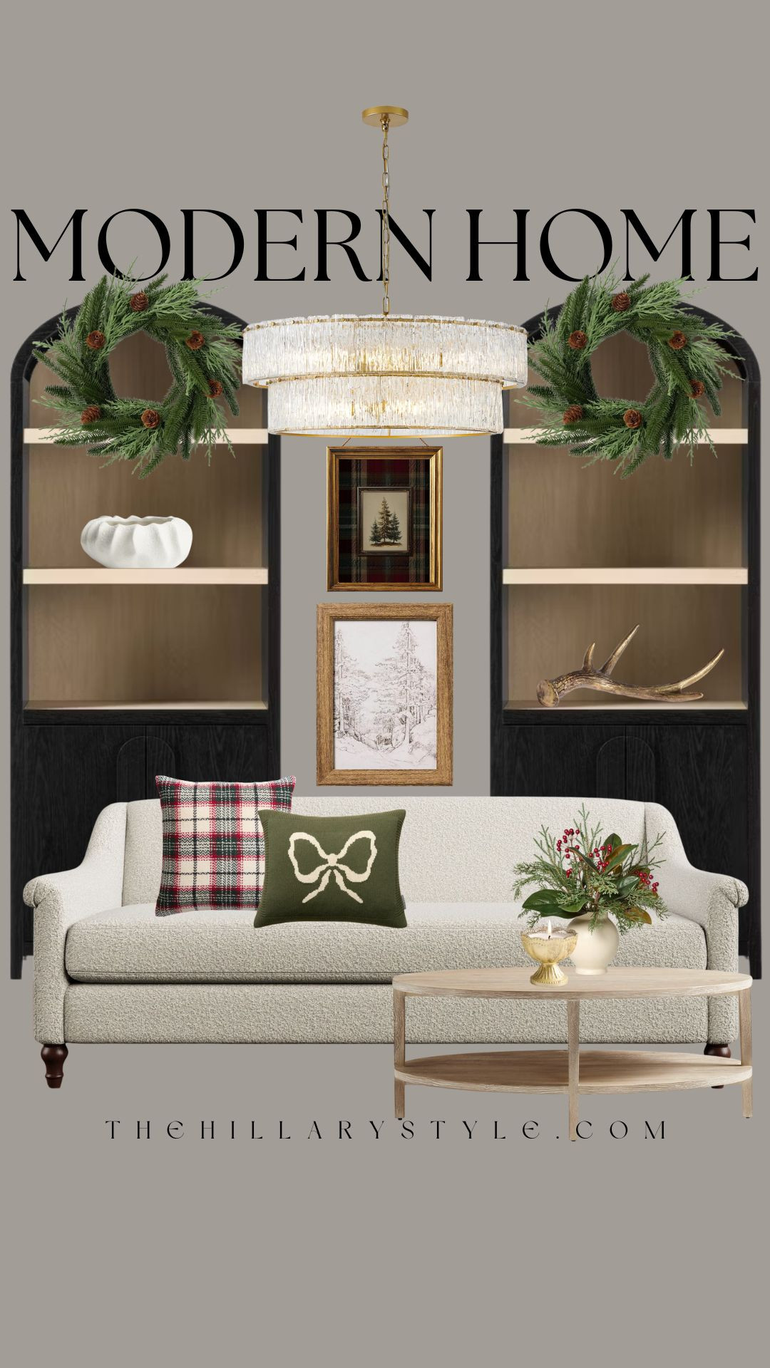
🌲 Ralph Lauren Christmas Living Room: Cozy Heritage Decor
This is the ultimate Ralph Lauren Christmas mood board for a cozy, sophisticated holiday season. Layering classic heritage details like rich tartan plaid, deep hunter green velvet, and evergreen wreaths against a crisp, modern backdrop. The boucle-style sofa and arched built-ins provide a beautiful canvas for this elevated, old money aesthetic Christmas decor. The vintage-inspired artwork and the antler add just the right amount of rustic charm for a truly timeless look. Get ready to embrace nostalgic holiday magic with textures and tones that feel both luxurious and inviting. Target, Pottery Barn, Crate & Barrel, H&M, Wayfair, Etsy, McGee & Co. 

#RalphLaurenChristmas #OldMoneyAesthetic #VintageChristmas #HolidayHomeTour #ClassicChristmas #TartanPlaid #CozyHomeVibes #ChristmasDecor #HeritageStyle #ElegantDecor #TheHillaryStyle 

   

#LTKHoliday #LTKHome #LTKSeasonal #LTKHoliday #LTKSeasonal #LTKHome