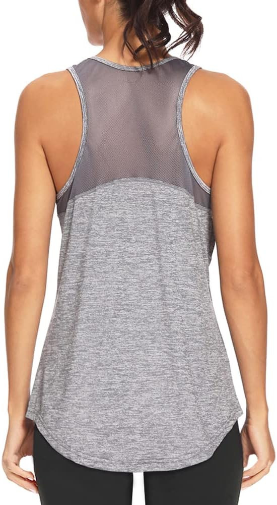 Quccefods Workout Tank Tops for Women Sleeveless Athletic Yoga Shirts Mesh Racerback Tank Tops Gy... | Amazon (US)