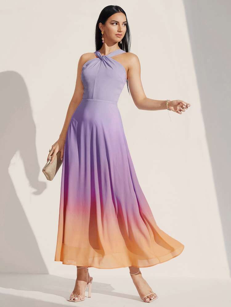 SHEIN Twist Ombre A-line Dress | SHEIN
