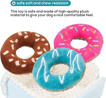 Donut Box Interactive Toy - Plush Interactive Food Shaped Parody Toy - Fetch Cute Chew Toy - Cute... | Amazon (US)