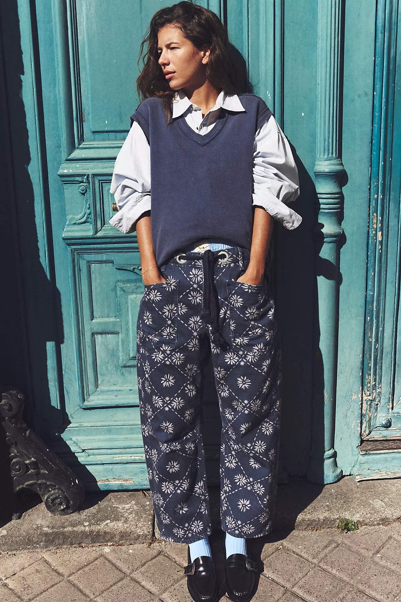 We The Free Moxie Printed Low-Slung Barrel Jeans | Free People (Global - UK&FR Excluded)
