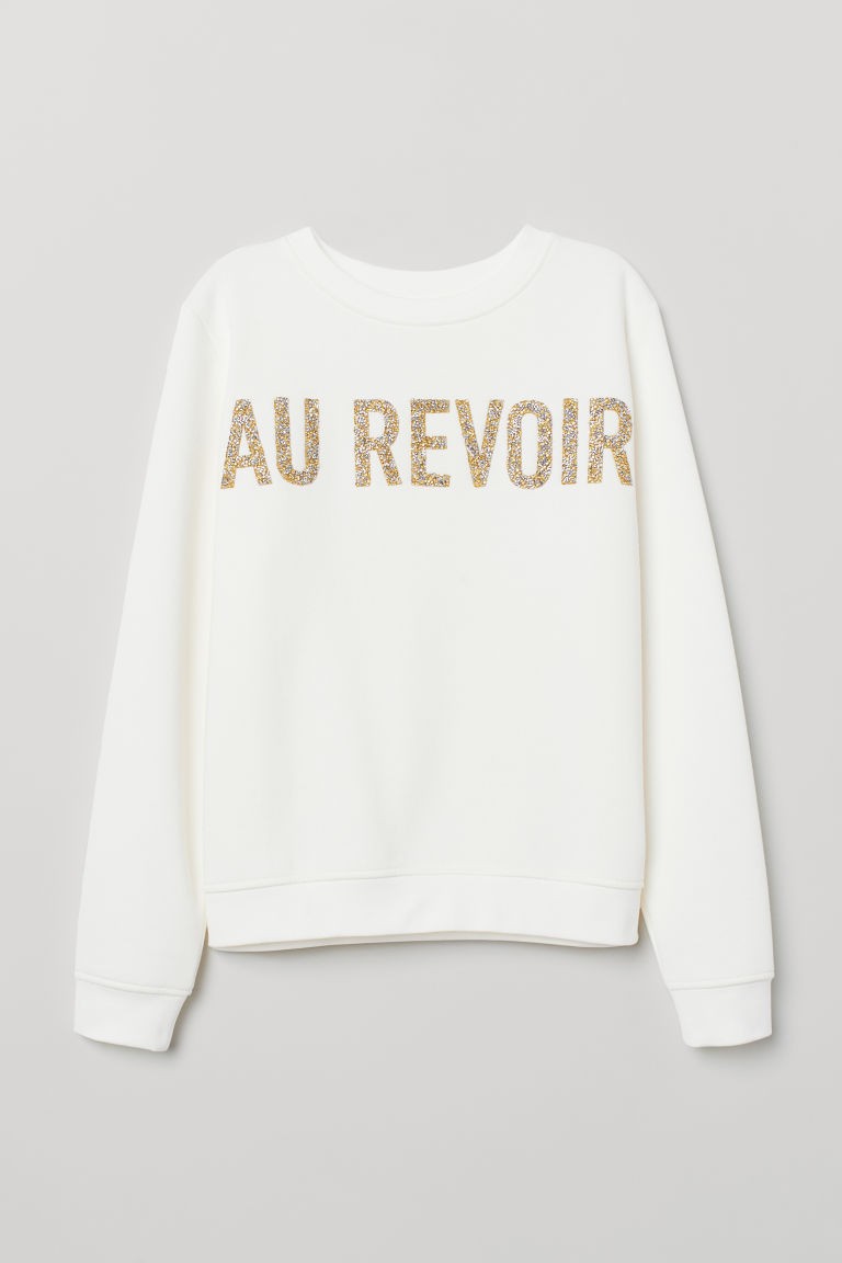 H & M - Sweatshirt with Printed Design - White | H&M (US + CA)