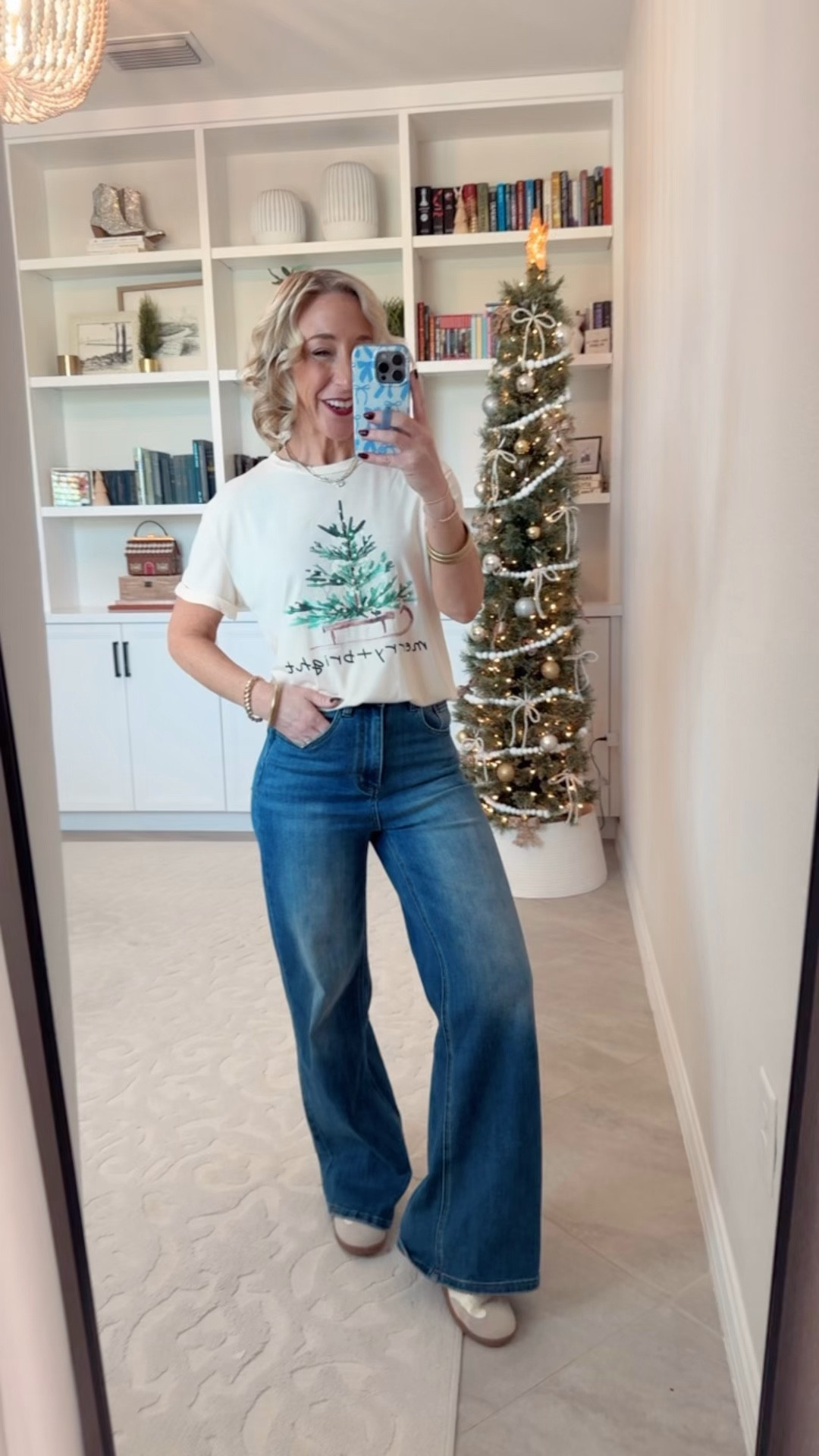 Amazon; holiday graphic tees  • Wide leg jeans - size 25. 

Tree ‘Merry + Bright’ Tee - size small. 

 

#LTKSeasonal #LTKHoliday #LTKFindsUnder50