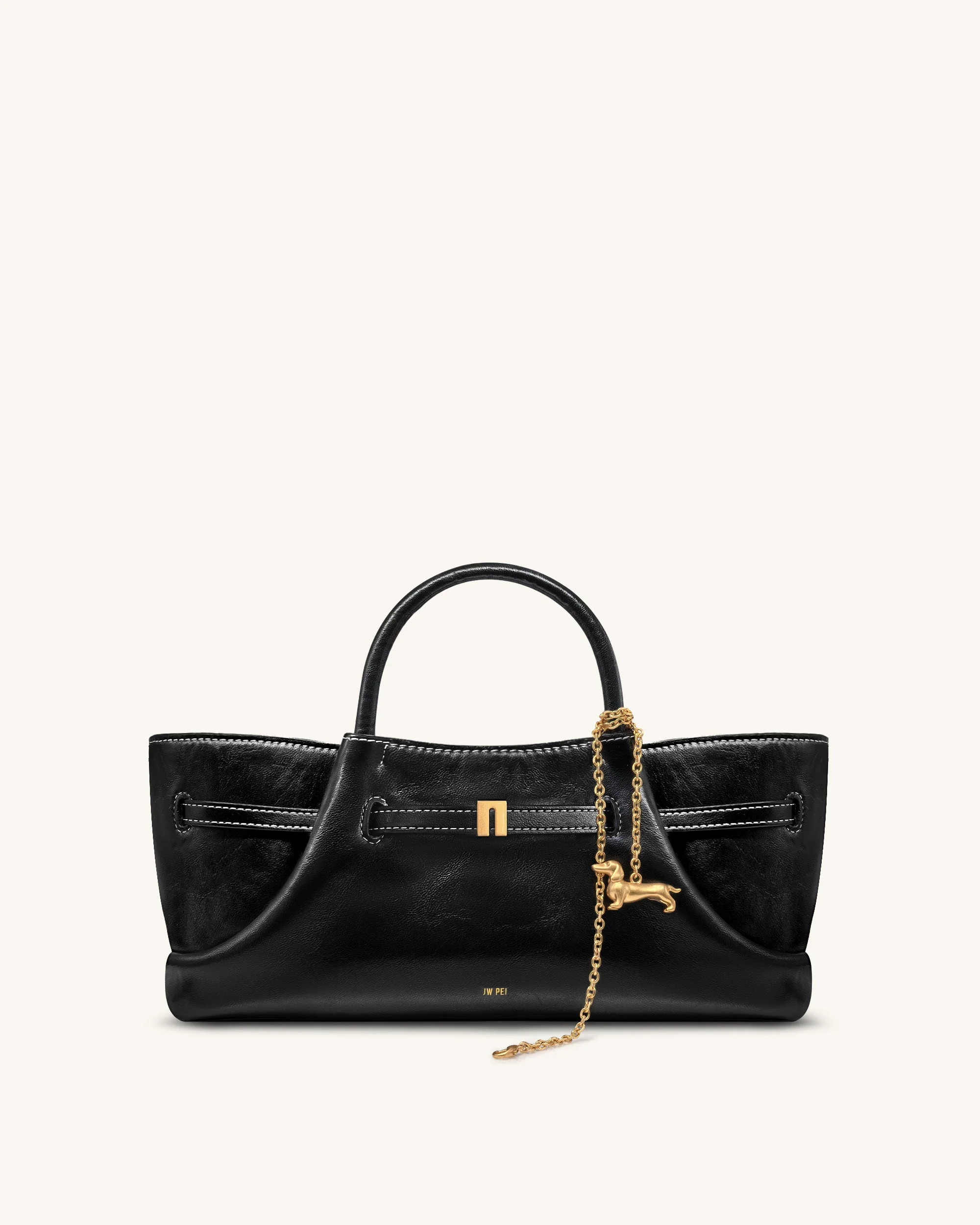 Maeve Dachshund Metal Charm Tote Bag - Black | JW PEI US