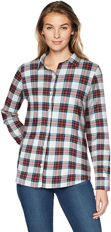 Women's Classic-Fit Long-Sleeve Lightweight Plaid Flannel Shirt | Amazon (US)