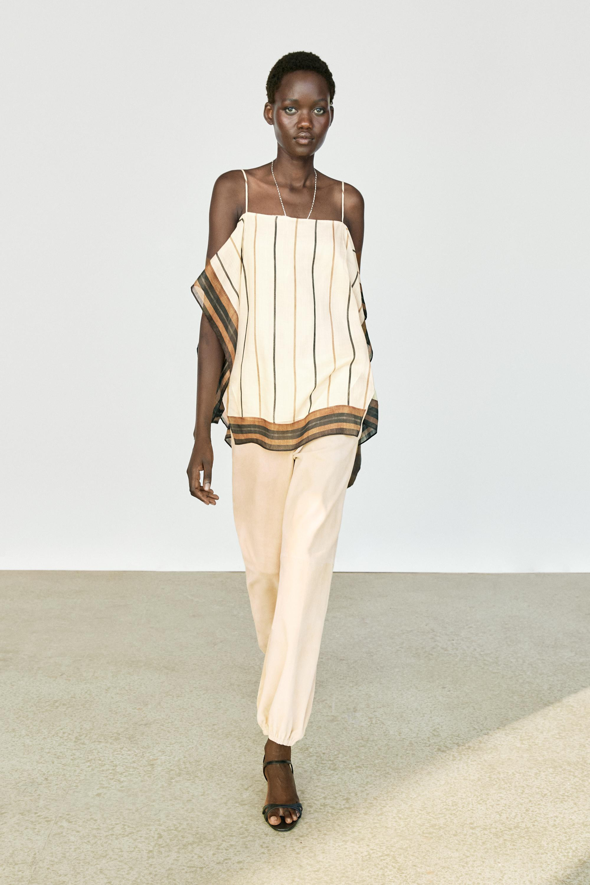 Flowing striped strappy top | Massimo Dutti UK