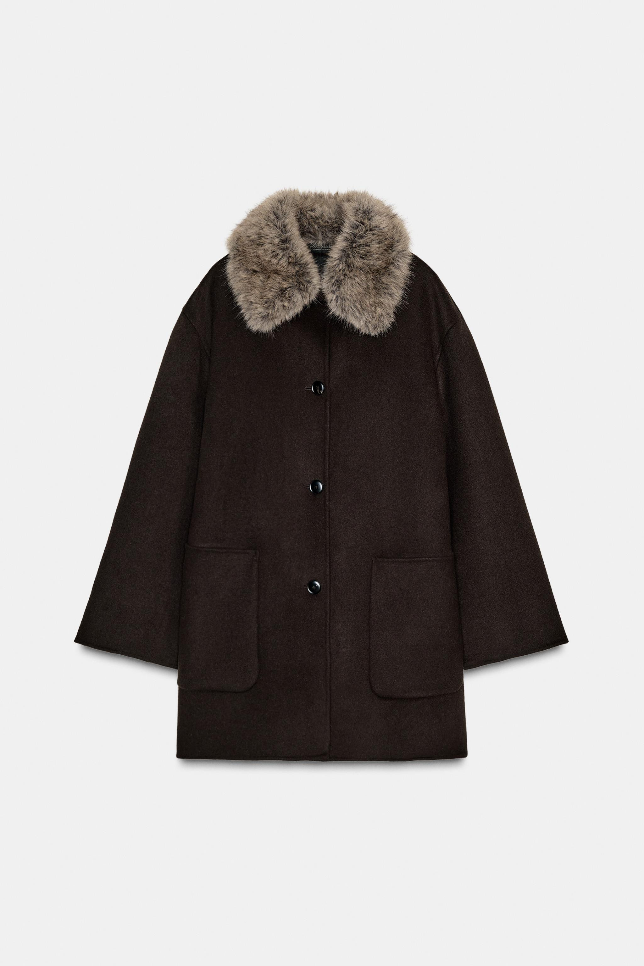 WOOL COAT WITH FAUX FUR COLLAR ZW COLLECTION | Zara UK