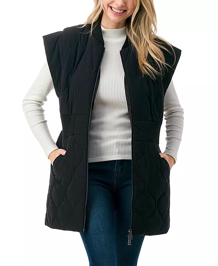 Marcus Adler Women's Zipper Front Quilted Long Vest & Reviews - Women - Macy's | Macys (US)