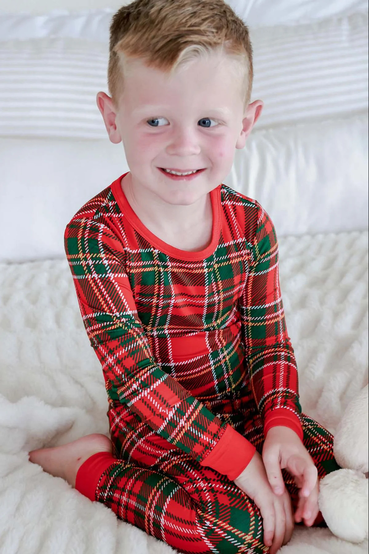 Christmas Bamboo Two-Piece Pajama Set | Plaid Tidings | Caden Lane