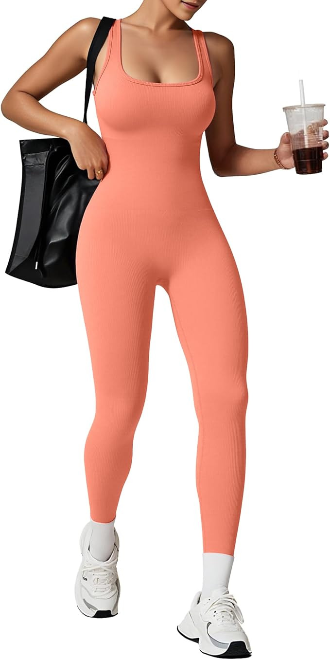 TrainingGirl One Piece Jumpsuits for Women Summer Workout Yoga Gym Rompers - Casual Cute Sleevele... | Amazon (US)
