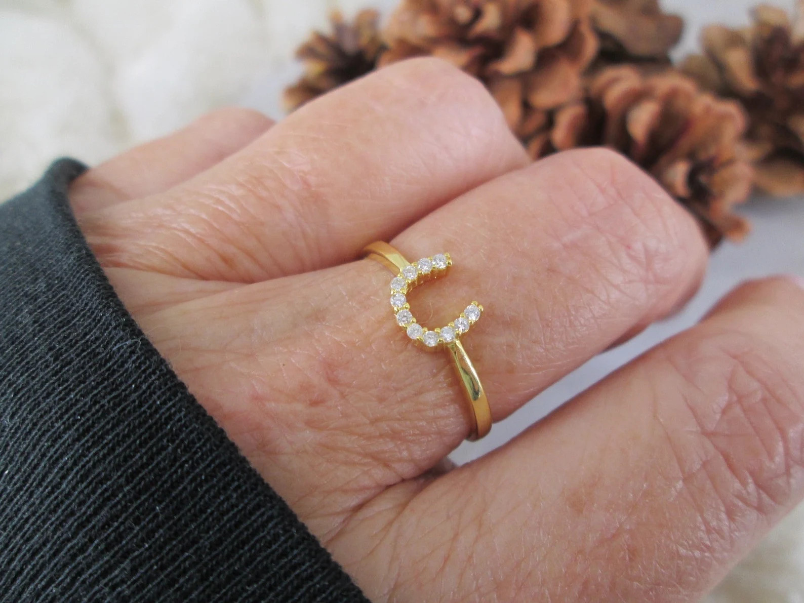Dainty Gold HORSESHOE Ring>14kt.Gold over Sterling Horseshoe Ring,925 Horseshoe Ring,Equestrian,9... | Etsy (Global)