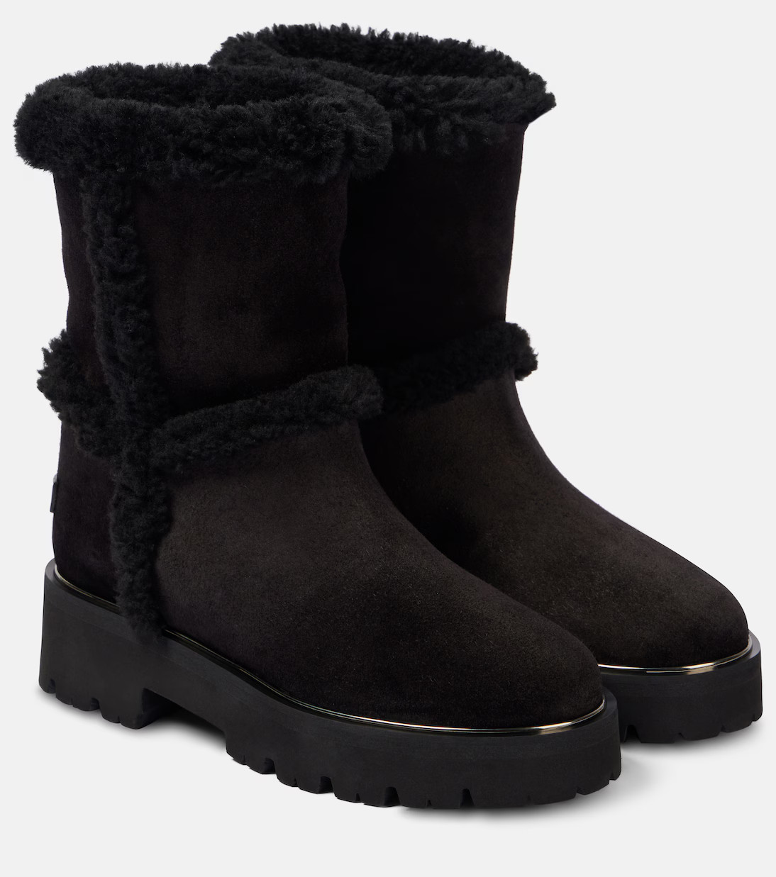Teddi shearling-trimmed leather booties | Mytheresa (UK)