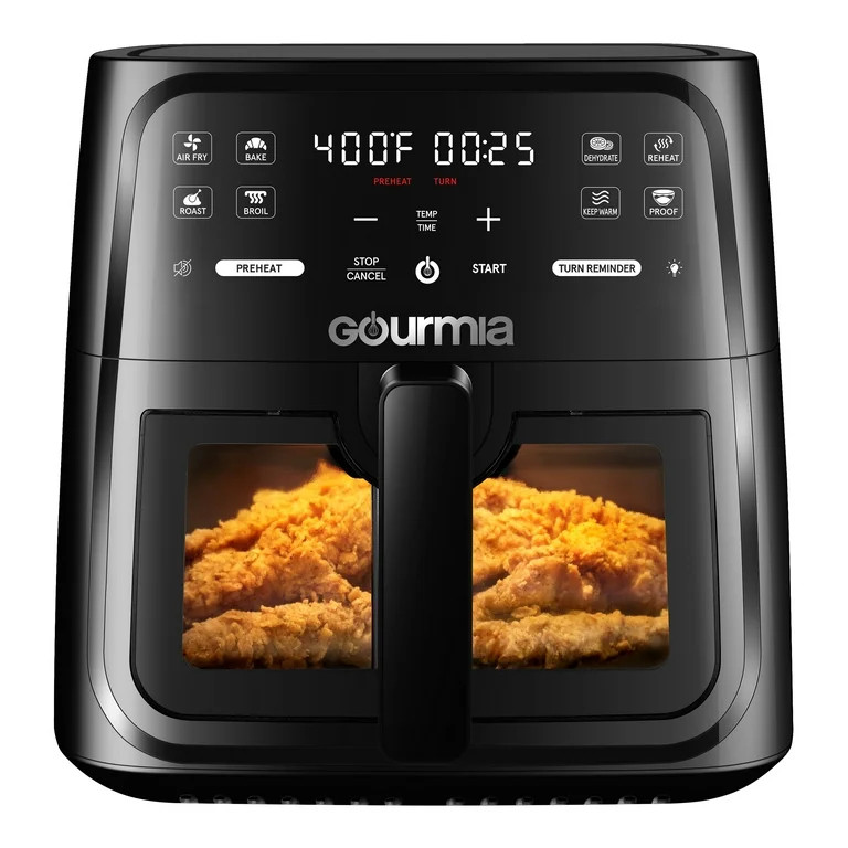 Gourmia 8-Quart Digital Window Air Fryer, with 8 One-Touch Functions, Black | Walmart (US)
