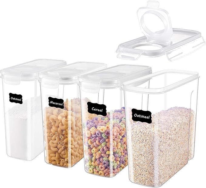 ME.FAN Cereal Storage Containers [Set of 4] Airtight Food Storage Containers 4L(135oz) - Large Ki... | Amazon (US)