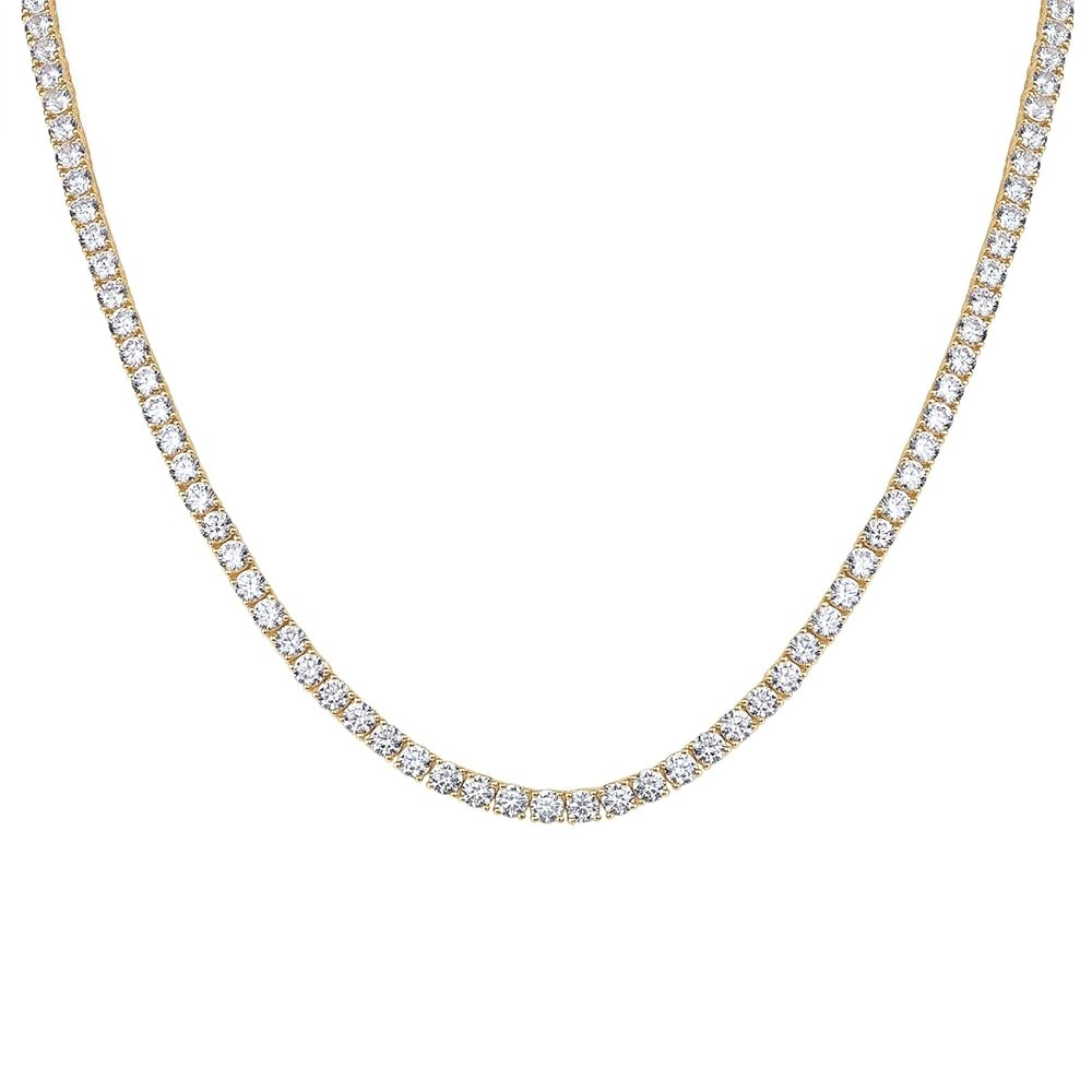 PAVOI 14K Gold Plated Tennis Necklace for Women | 3mm Cubic Zirconia Dainty Gold Tennis Necklaces... | Amazon (US)
