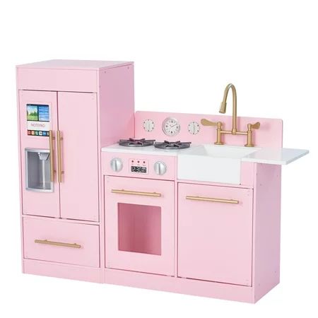 Teamson Kids Little Chef Chelsea Modern Kids Kitchen Playset Pink/Gold | Walmart (US)