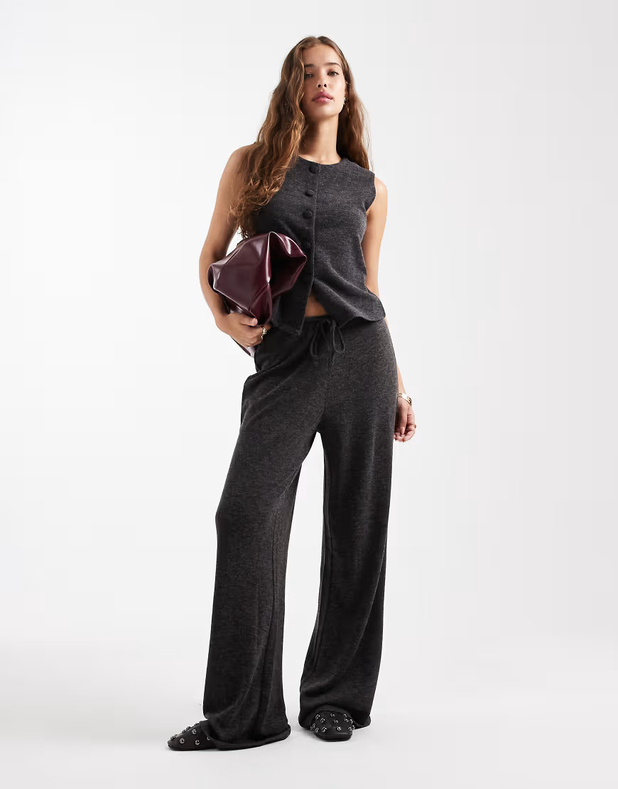 ONLY lightweight knit pants in dark gray - part of a set | ASOS (Global)