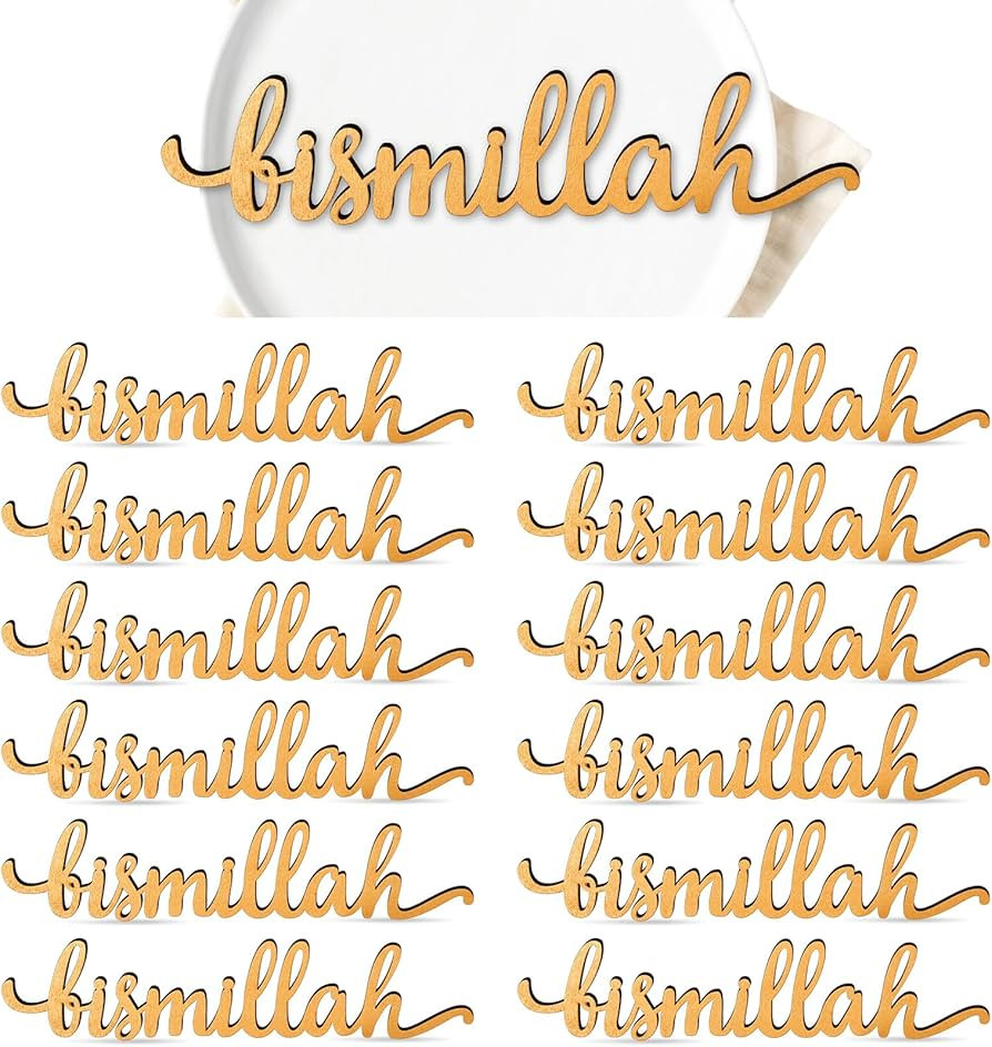 12 Pcs Ramadan Mubarak Wood Cutout Sign Bismillah Plate Word Sign Rustic Ramadan Kareem Eid Mubar... | Amazon (US)